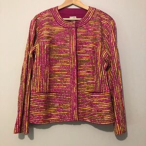 Vintage Chico’s 2 Women’s Size Large Vibrant Multicolor Ribbed Jacket
